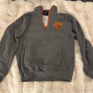 Gray Syracuse Quarter-Zip Sweater